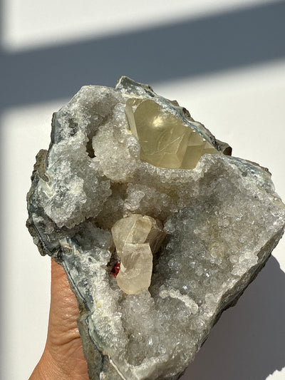 Druzy Amethyst with Agate and Calcite Inclusion