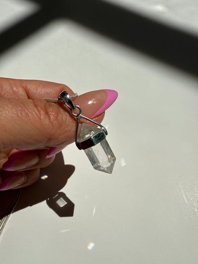 Double Terminated Clear Quartz Statement Necklace