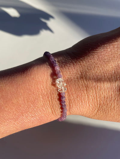 Herkimer Diamond and Lepidolite Bracelet