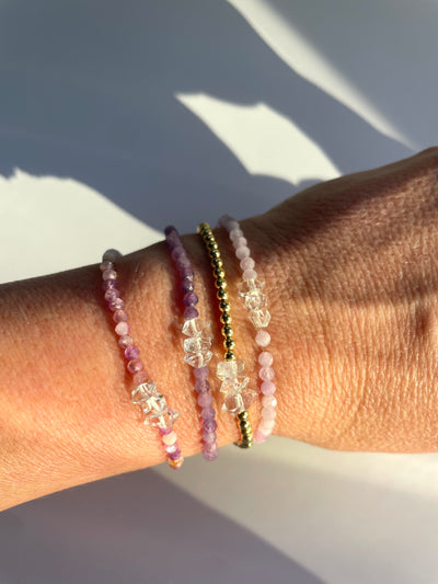 Herkimer Diamond and Lepidolite Bracelet