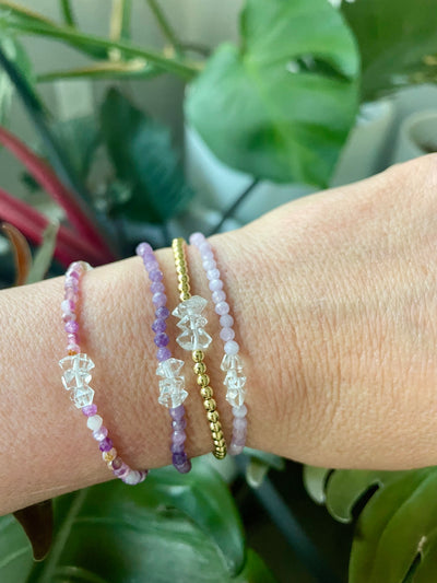 Herkimer Diamond and Purple Mica Bracelet