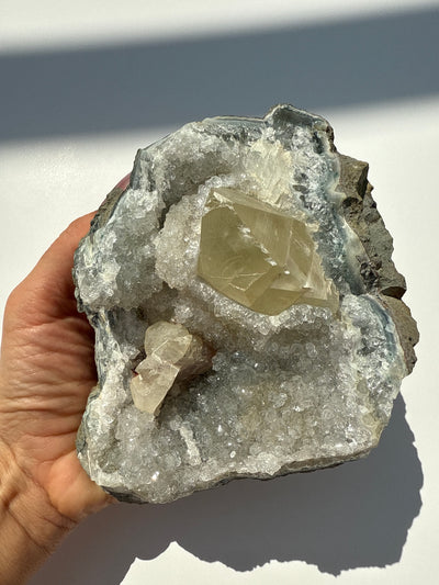 Druzy Amethyst with Agate and Calcite Inclusion