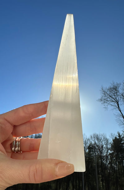 Intuitively Picked Selenite Pyramids