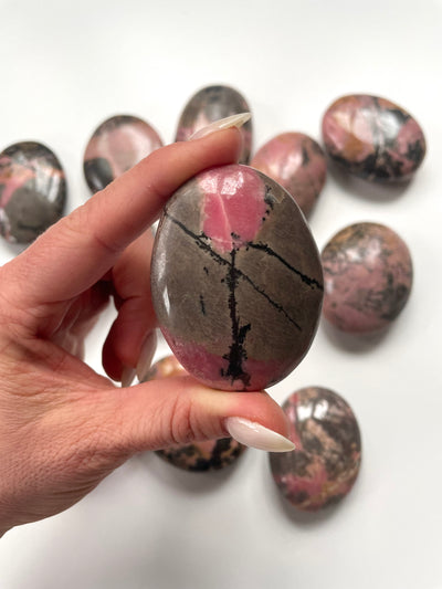 Bubble Gum Rhodonite Palm Stone