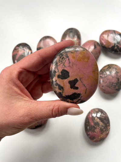 Bubble Gum Rhodonite Palm Stone