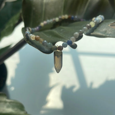 Rainbow Sapphire Anklet with  Chalcedony Pendant