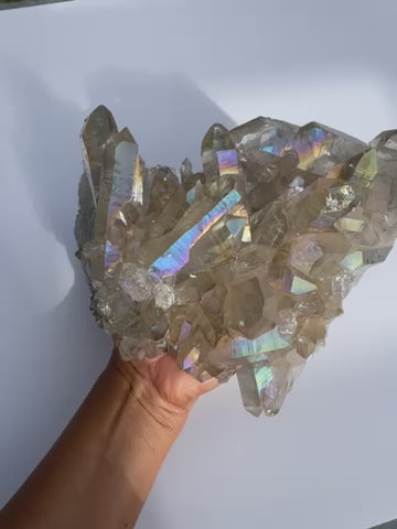 Champagne Angel Aura Quartz Statement Cluster 3