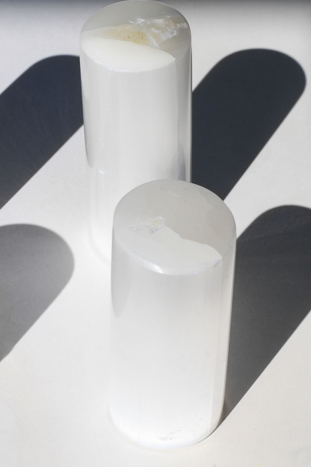 Selenite Harmonizer Cylinder Pair